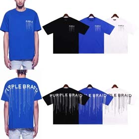 Puerple letter dripping print short-sleeved T-shirt for men and women loose cotton-1801