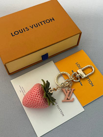 Louis Vuitton LV red pink strawberry bag decoration keychain pendant-3580